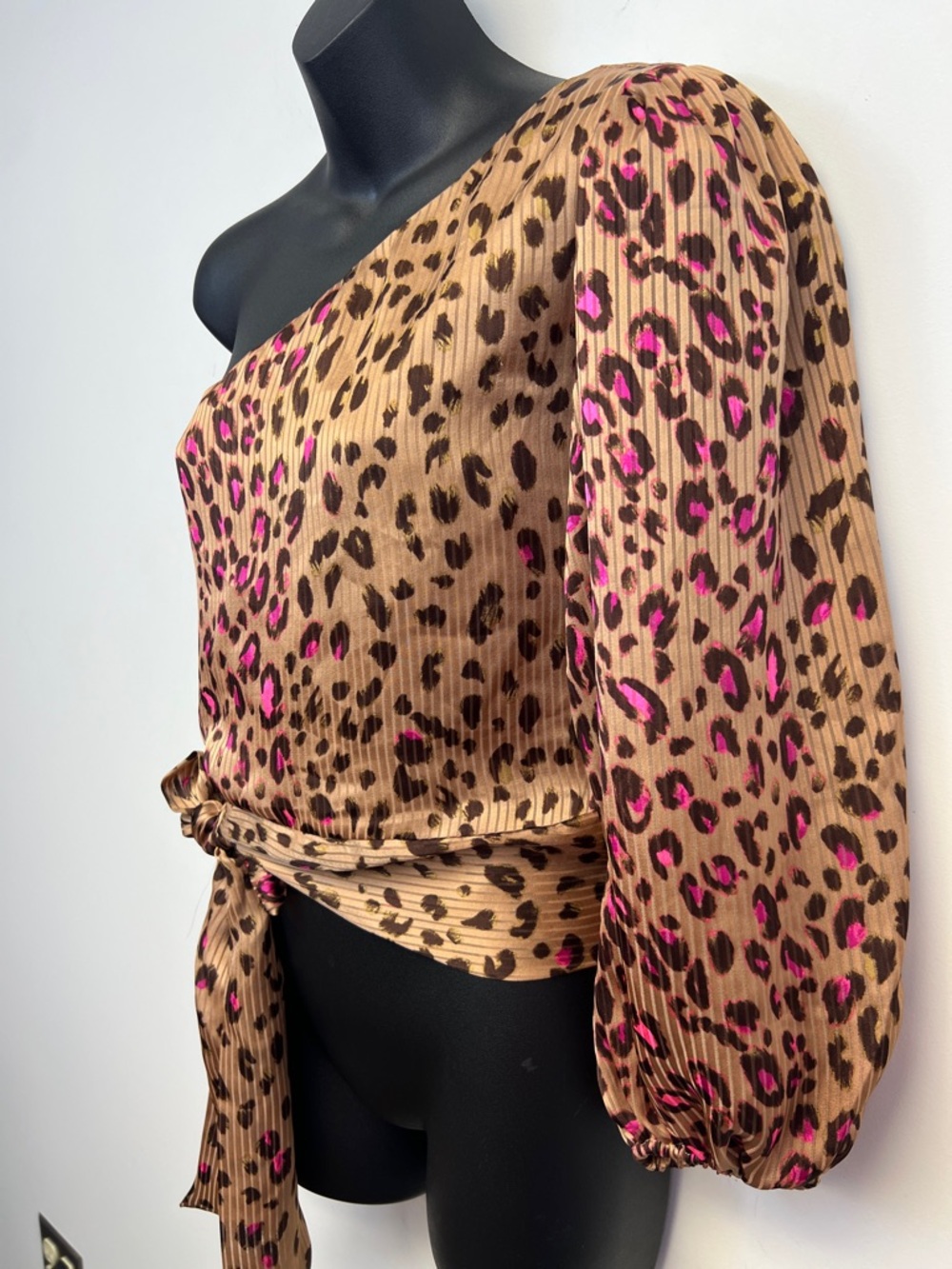 Express Women's Brown Pink One Shoulder Dressy New With Tags Blouse Size Small - Picture 6 of 11